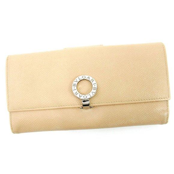 Authentic BVLGARI Wallet Purse Bulgari beige leather - Picture 1 of 9